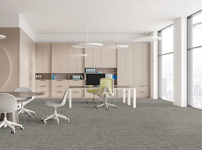 modern open office on Milliken carpet