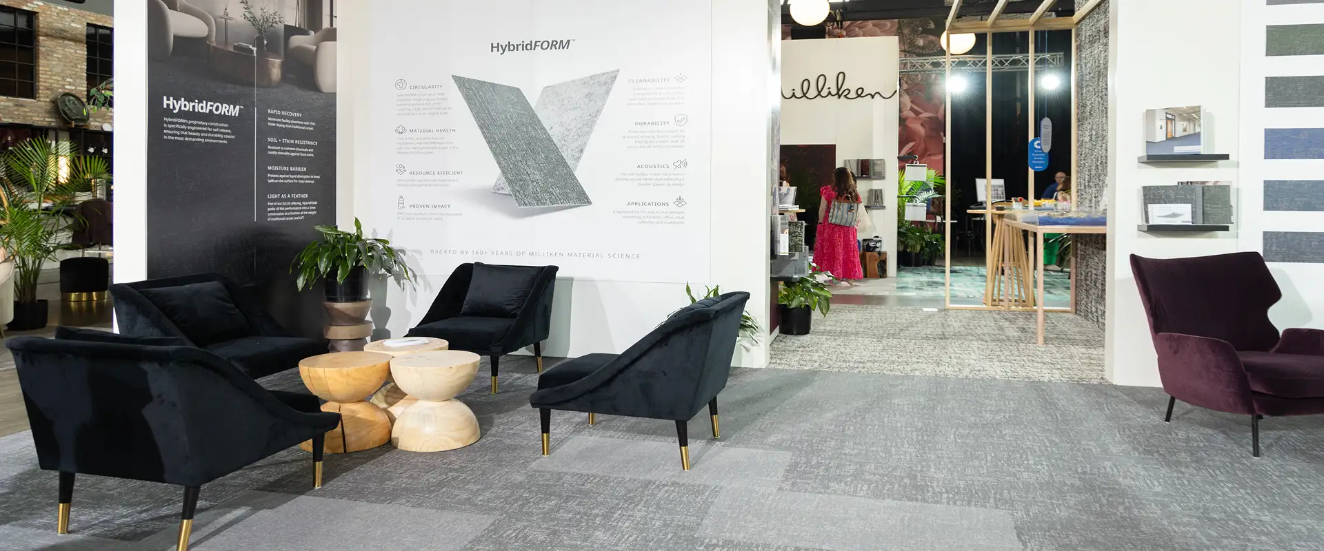 seating arae and display wall featuring HybridForm