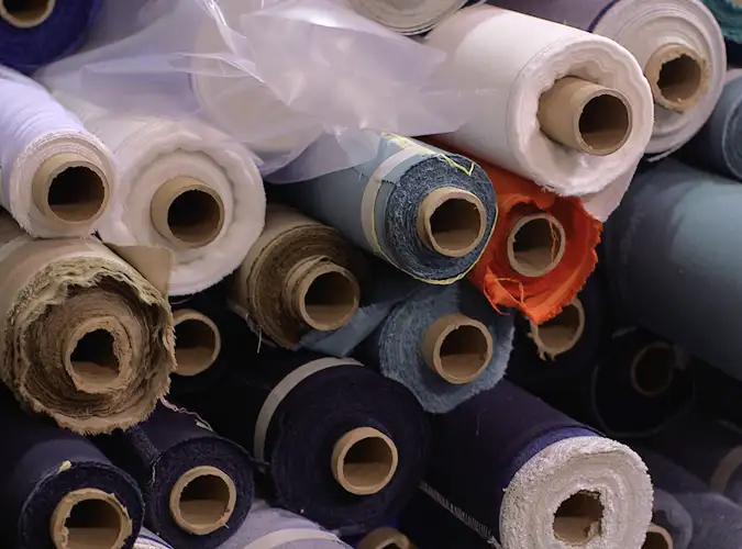 Rolls of Milliken textiles