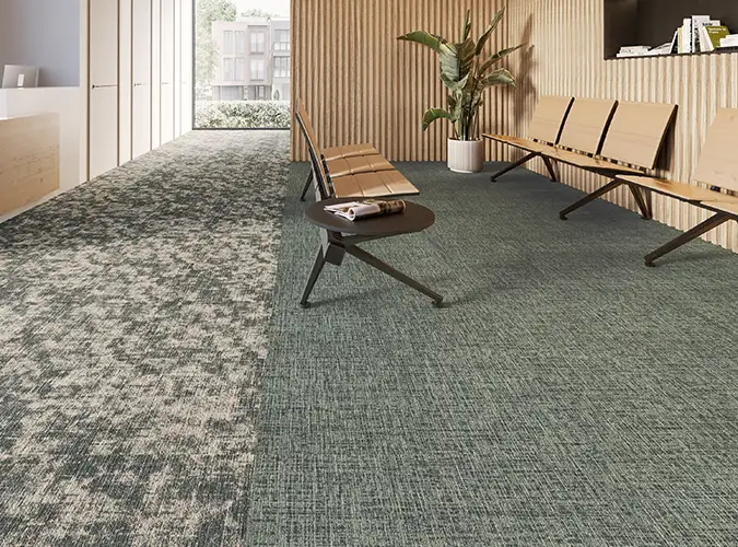 seating area with carpet tile from the Consequences Legacy collection