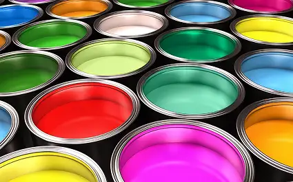 opened cans with colorful paints