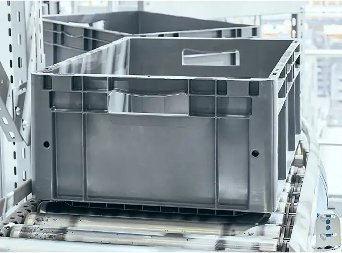 gray create on rollered conveyor belt