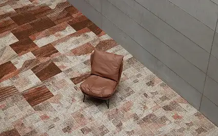iew from above of sepia and gray carpet tiles from the Moments in Time collection